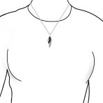 Two Tone CZ Angel Wing Feather Dangle Pendant Necklace Silver Plated - Image 3