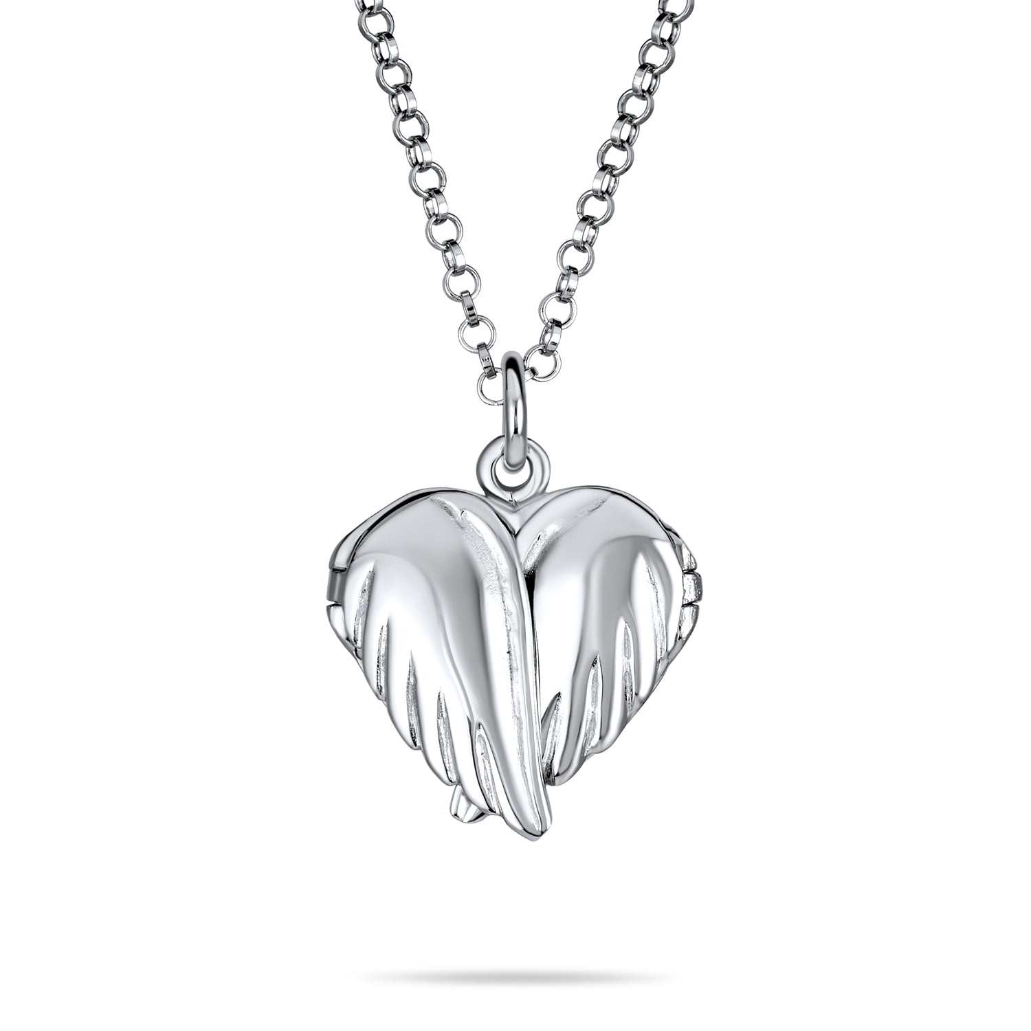 wing-silver-locket-necklace-pendant-angel-pmr-l1025a_1 Guardian Angel Wing Heart Keepsake Locket Necklace for Teens Holds Photos Silver - Image 1