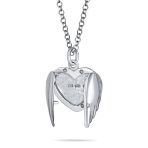 Guardian Angel Wing Heart Keepsake Locket Necklace for Teens Holds Photos Silver - Image 2