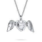 Guardian Angel Wing Heart Keepsake Locket Necklace for Teens Holds Photos Silver - Image 3
