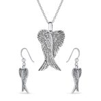 Amulet Feathered Heart Angel Wing Pendant Necklace Oxidized - Image 2