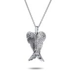 Amulet Feathered Heart Angel Wing Pendant Necklace Oxidized - Image 4
