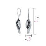 Spiritual Guardian Angel Wing Earrings Cubic Zirconia Black & White CZ Leverback - Image 5