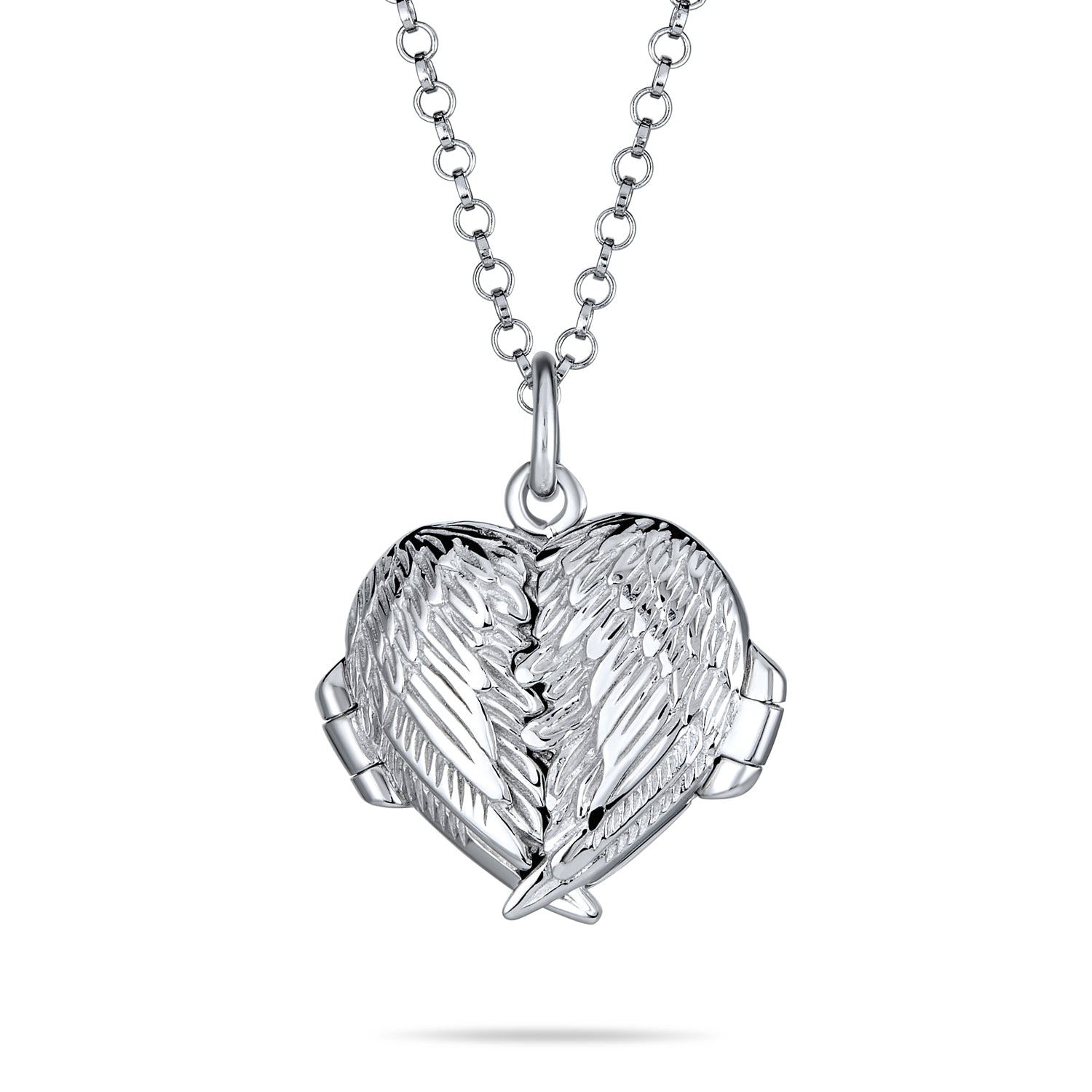 wings-angel-heart-locket-pendant-pmr-l10303_1 Vintage Style Guardian Angel Wing Heart Locket Necklace for Teens Silver Pendant - Image 1