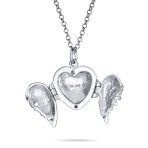 Vintage Style Guardian Angel Wing Heart Locket Necklace for Teens Silver Pendant - Image 3