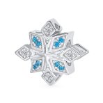 Aqua Ice Blue Snowflake Christmas Charm Bead with Crystals for European Bracelet - Image 2