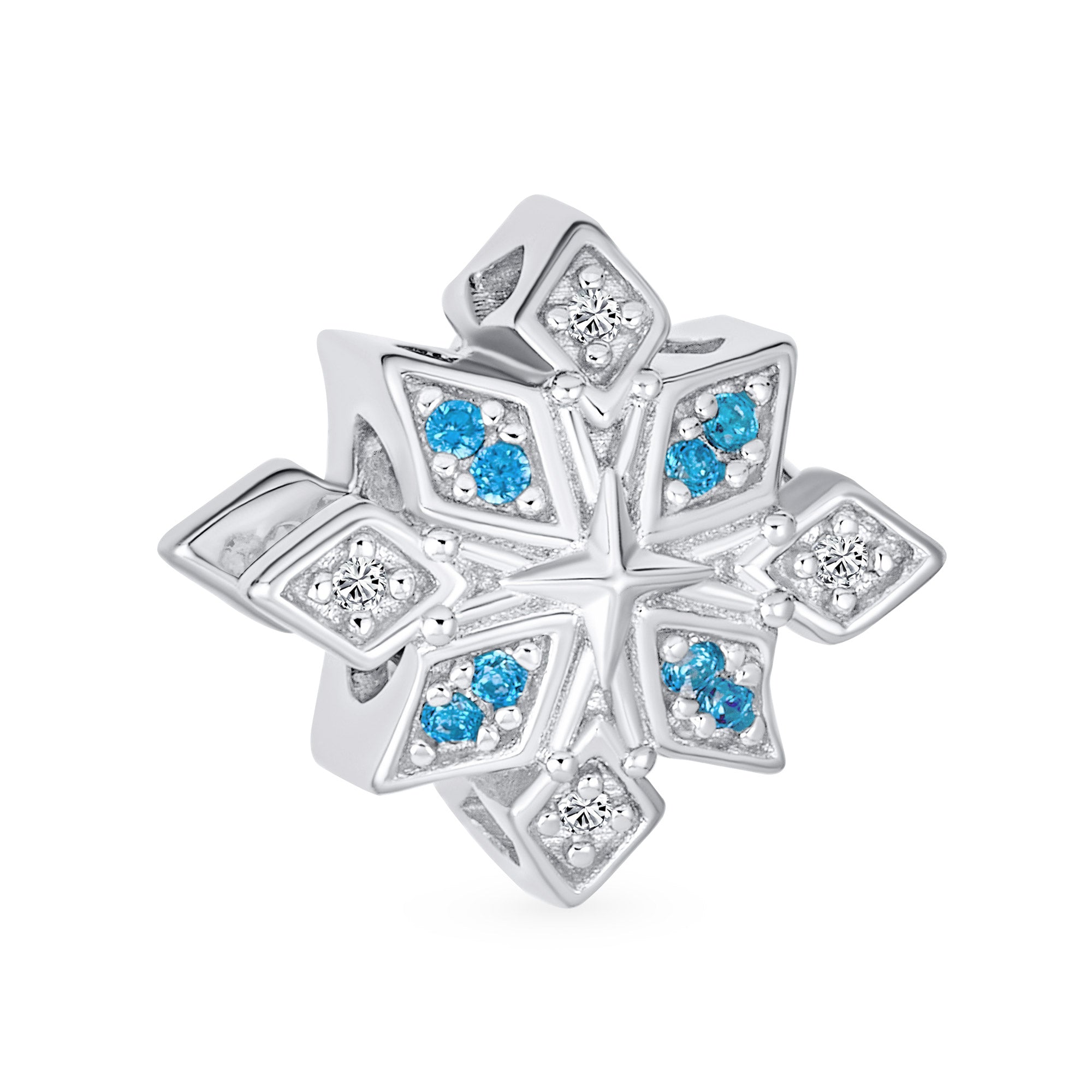 winter-christmas-aqua-snowflake-bead-pbx-hsz-2223-s_02 Aqua Ice Blue Snowflake Christmas Charm Bead with Crystals for European Bracelet - Image 1