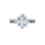 Aqua Ice Blue Snowflake Christmas Charm Bead with Crystals for European Bracelet - Image 3