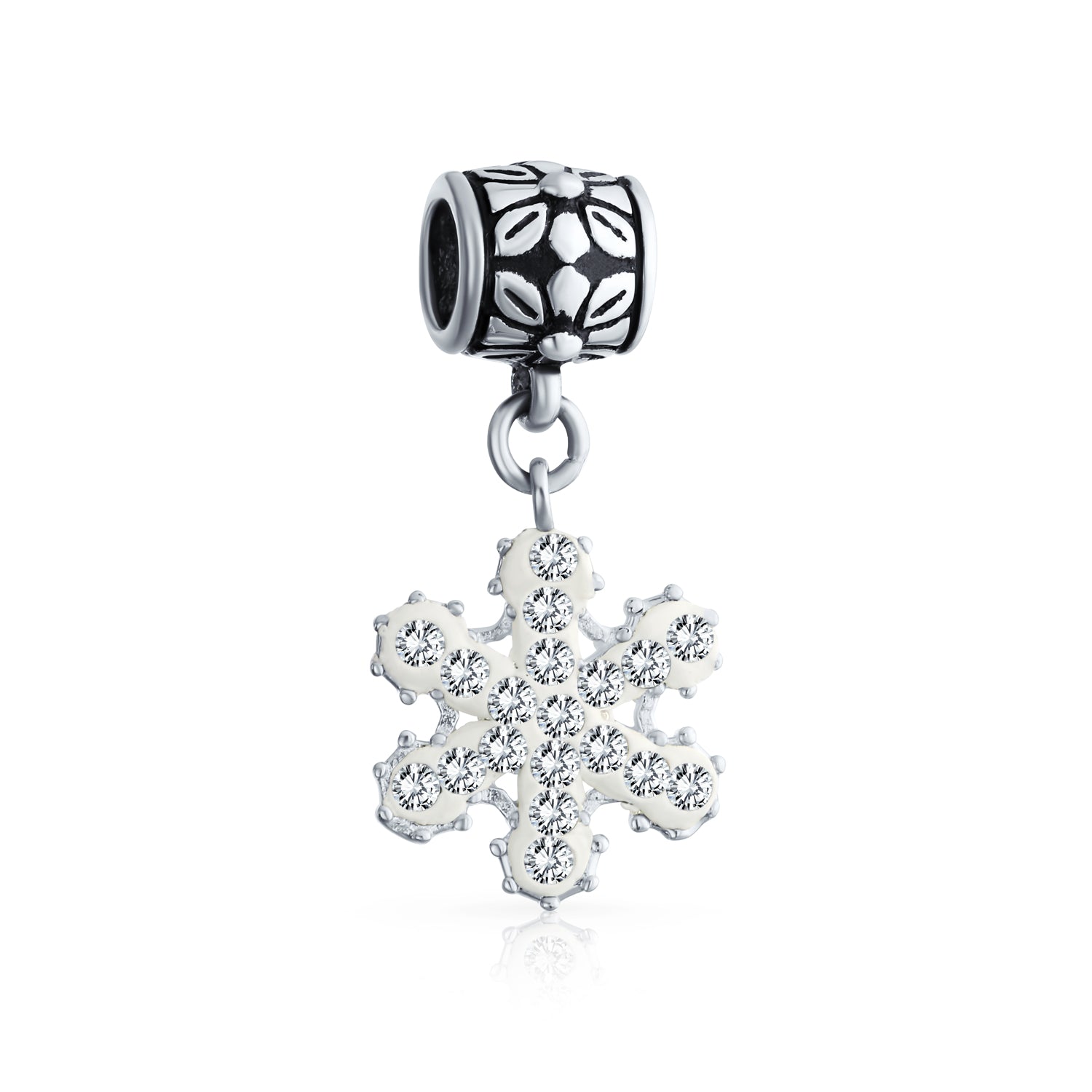 winter-crystal-dangle-snowflake-bead-charm-pbx-hts-135_1 Christmas Charm Bead Snowflake Crystal Dangle for Bracelets - Image 1