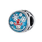 Christmas Charm Bead Red Hat & Blue Snowflake for European Bracelet Silver - Image 2