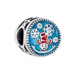 Christmas Charm Bead Red Hat & Blue Snowflake for European Bracelet Silver