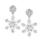 Winter Holiday CZ Snowflake Dangle Chandelier Earrings in Sterling Silver - Image 2