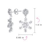 Winter Holiday CZ Snowflake Dangle Chandelier Earrings in Sterling Silver - Image 4