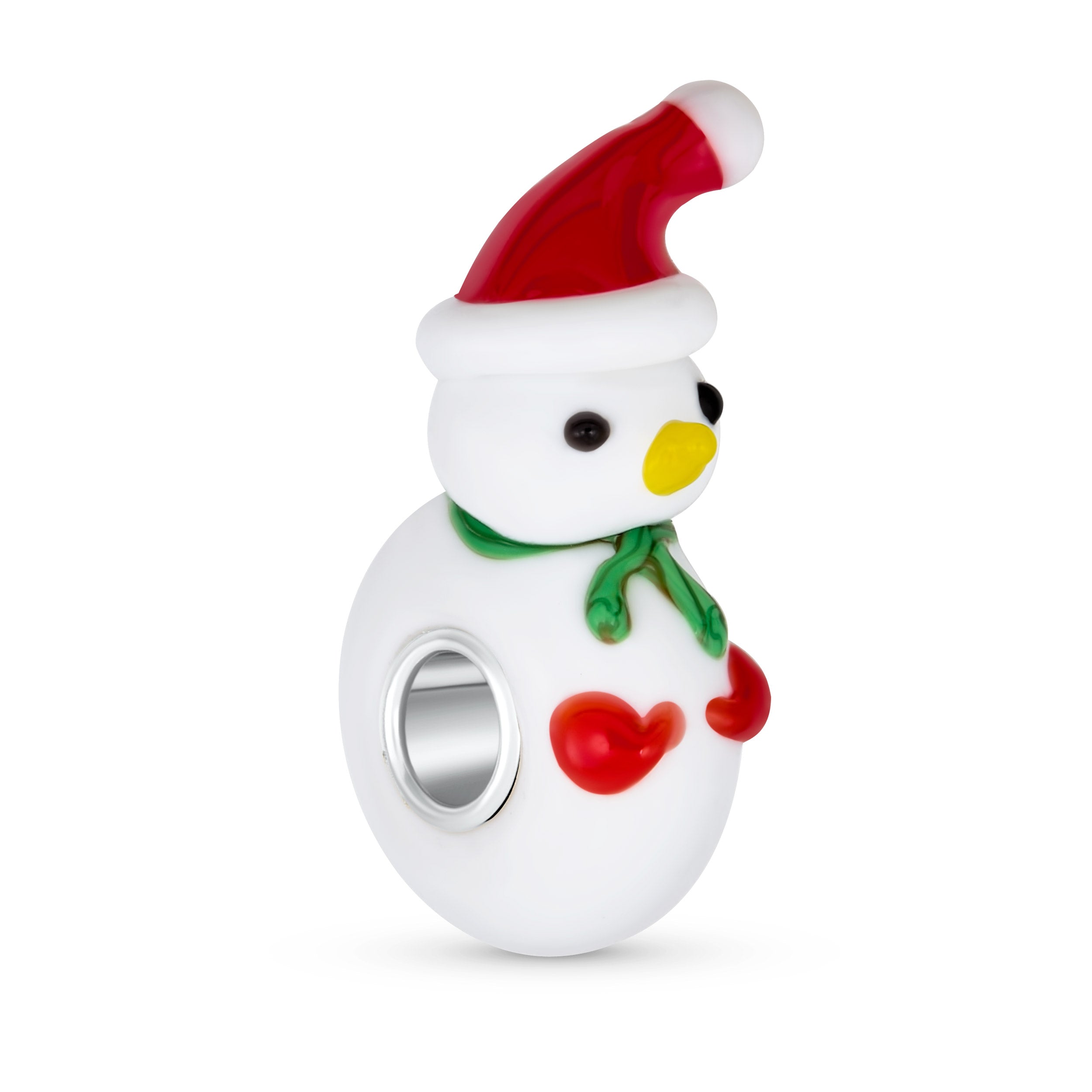 winter-snowman-glass-pandora-beadpbx-hga-41-az-1 Christmas Charm Bead Snowman Murano Glass for European Bracelet - Image 1