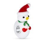 Set of 2 Christmas Charm Bead Snowman Murano Glass Silver for European Bracelet - Image 2