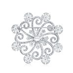 Large Winter Swirl CZ Snowflake Brooch Pin Silver Plated Brass for Holiday Party - Image 2