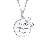 Spiritual Christian Eternal Circle Cross Pendant Necklace in Sterling Silver