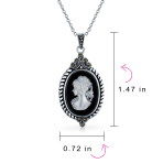 Vintage Black Frame Mother of Pearl Cameo Pendant Necklace - Image 4