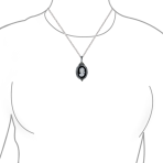 Vintage Black Frame Mother of Pearl Cameo Pendant Necklace - Image 3