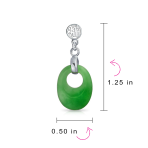 Dyed Green Jade Good Fortune Dangle Gemstone Earrings in Sterling Silver - Image 4