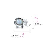 Lucky Dainty Small Gemstone Created Opal Elephant Stud Earrings Sterling Silver - Image 8