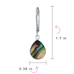Geometric Iridescent Abalone Shell Teardrop Dangle Earrings Sterling Silver - Image 4