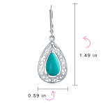 Western Style Blue Turquoise Dangle Gemstone Earrings in  Sterling Silver - Image 4