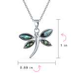 Rainbow Abalone Shell Butterfly Dragonfly Firefly Pendant Necklace Silver Chain - Image 4