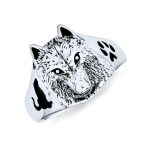 Hunter Animal Paw Norse Viking Warrior Signet Fierce Wolf Ring Sterling Silver
