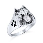 Hunter Animal Paw Norse Viking Warrior Signet Fierce Wolf Ring Sterling Silver - Image 2