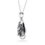 Wolf Pendant Necklace Oval Animal Totem Amulet Of Strength Oxidized .925 Sterling Silver - Image 3