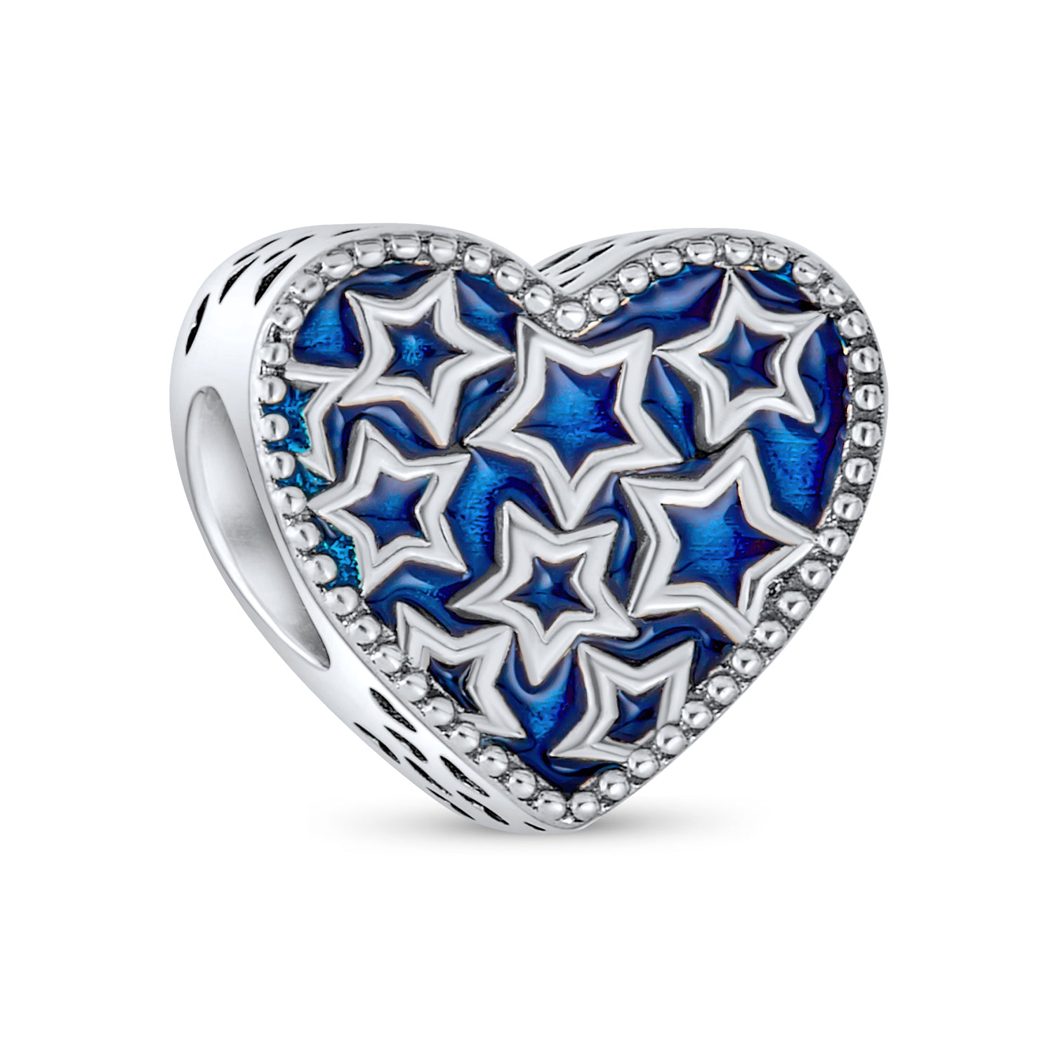 womens-american-blue-stars-charm-beads_pbx-he-1068-d Celestial Midnight Blue Stars Heart Charm Bead Sterling Silver Fits European Bracelet - Image 1