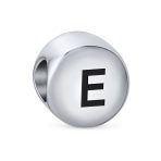 Initial Alphabet Bead Charm Sterling Silver A-Z Block Letter for Bracelet