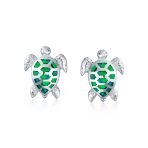 Nautical Beach Vacation Opal Sea Turtle Stud Earrings Sterling Silver 13MM - Image 4