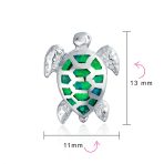 Nautical Beach Vacation Opal Sea Turtle Stud Earrings Sterling Silver 13MM - Image 8