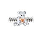 Tween Daughter Charm Bead Teddy Bear with Pink Bow Two-Tone Rose Gold Plated - Image 2