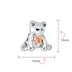 Tween Daughter Charm Bead Teddy Bear with Pink Bow Two-Tone Rose Gold Plated - Image 3