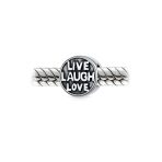 Set of 2 Live Laugh Love Mantra & Asian Laughing Buddha Charm Bead Silver - Image 3