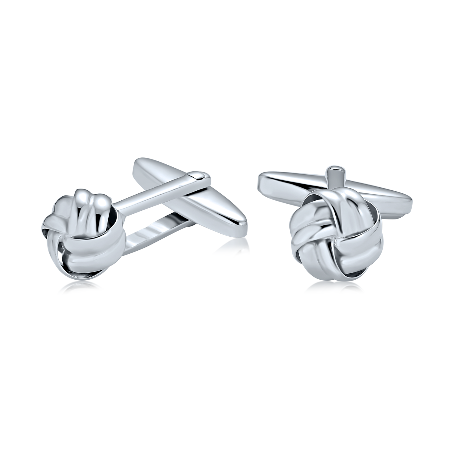 woven-knot-cufflinks-silver-love_eam-m230a-az_20_2 Twist Love Knot Braided Cable Ball Shirt Cufflink for Men Executive Gift - Image 1