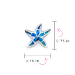 Nautical Blue Opal Starfish Stud Earrings in Sterling Silver for Beach Vacation - Image 4