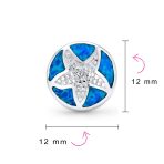 Nautical Starfish Stud Earrings with Blue Opal Inlay in Sterling Silver - Image 4