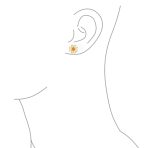 Created Fire Orange Opal Daisy Flower Stud Earrings 14K Gold Plated Sterling Silver - Image 3