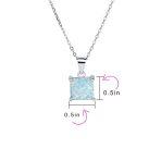 Traditional Dainty Square Opal Gemstone Pendant Necklace Gold Plated Silver - Image 10