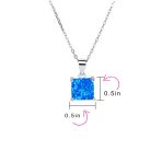 Traditional Dainty Square Opal Gemstone Pendant Necklace Gold Plated Silver - Image 11