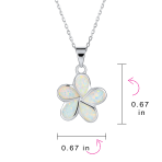 White Opal Hawaiian Flower Pendant Necklace Sterling Silver Birthstone Jewelry - Image 4