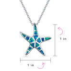 Nautical Starfish Pendant Necklace with Blue Opal Inlay in Sterling Silver - Image 4