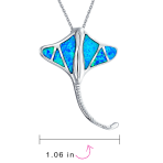 Nautical Ocean Blue Opal Stingray Pendant Necklace in Sterling Silver - Image 4