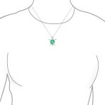 Nautical Opal Inlay Green Heart Sea Turtle Pendant Necklace in Sterling Silver - Image 3