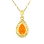 Bridal Necklace with CZ Accent and Opal Teardrop Pendant in Sterling Silver - Image 6