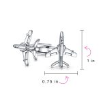 Mens Pilot Military Jet Airplane Shirt Cufflink Silver Tone Stainless Steel - Image 4
